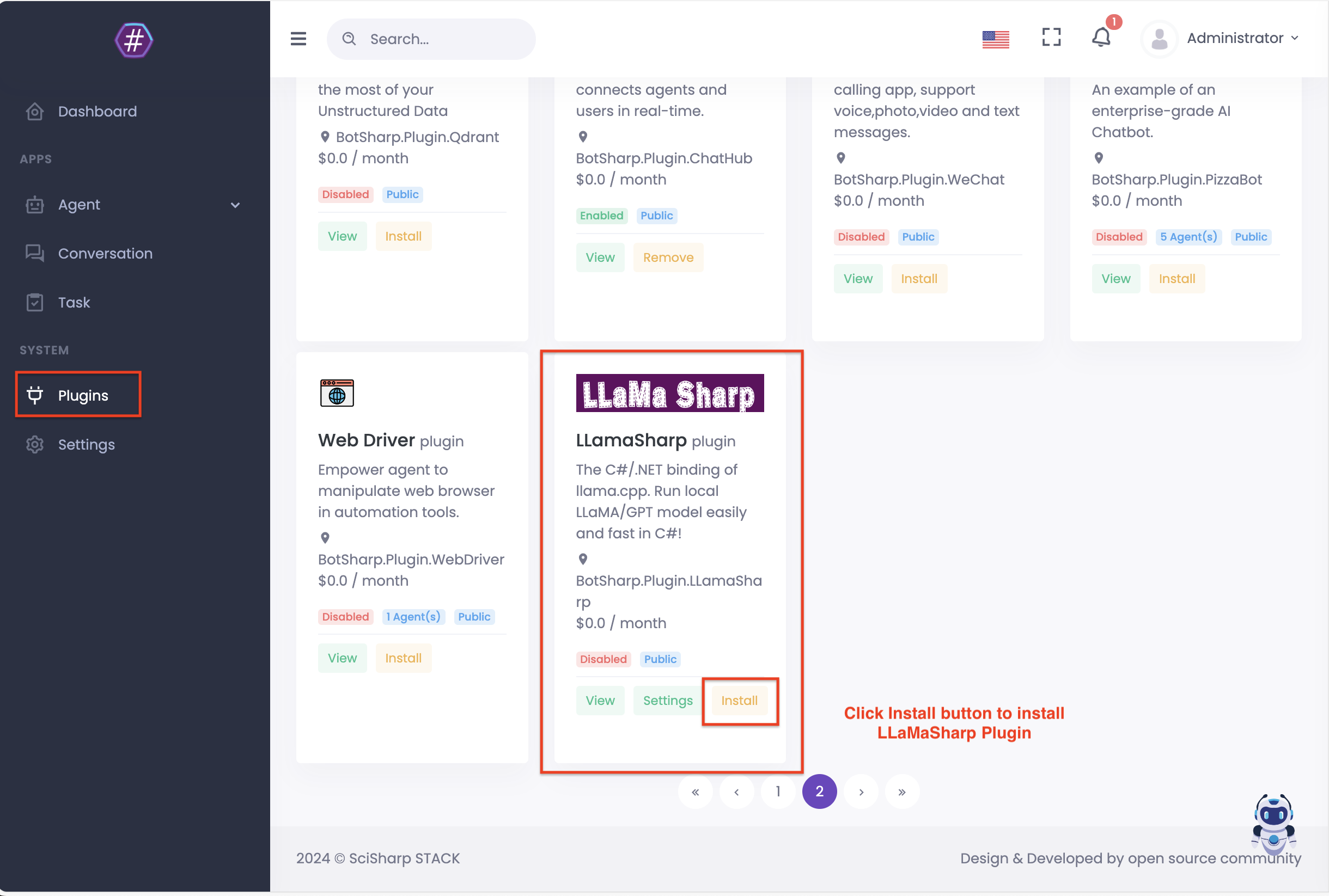 Install LlamaSharp Plugin